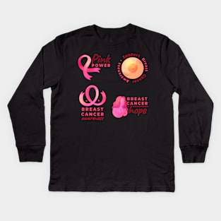 In October We Wear Pink Breast Cancer Awareness Survivor Kids Long Sleeve T-Shirt